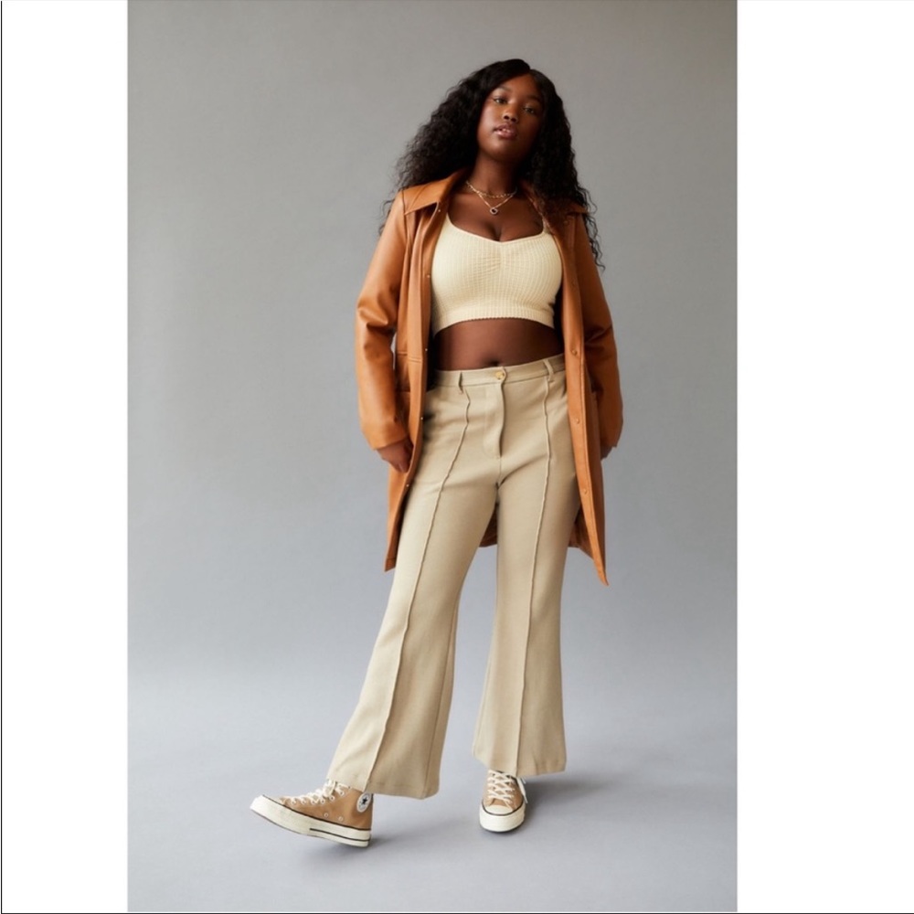 Urban Outfitters NWT Isabella Ponte High Waisted Flare Trousers Tan
